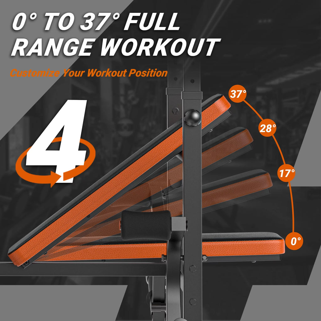 Adjustable Weight Bench with Barbell Rack and Leg Developer L3749