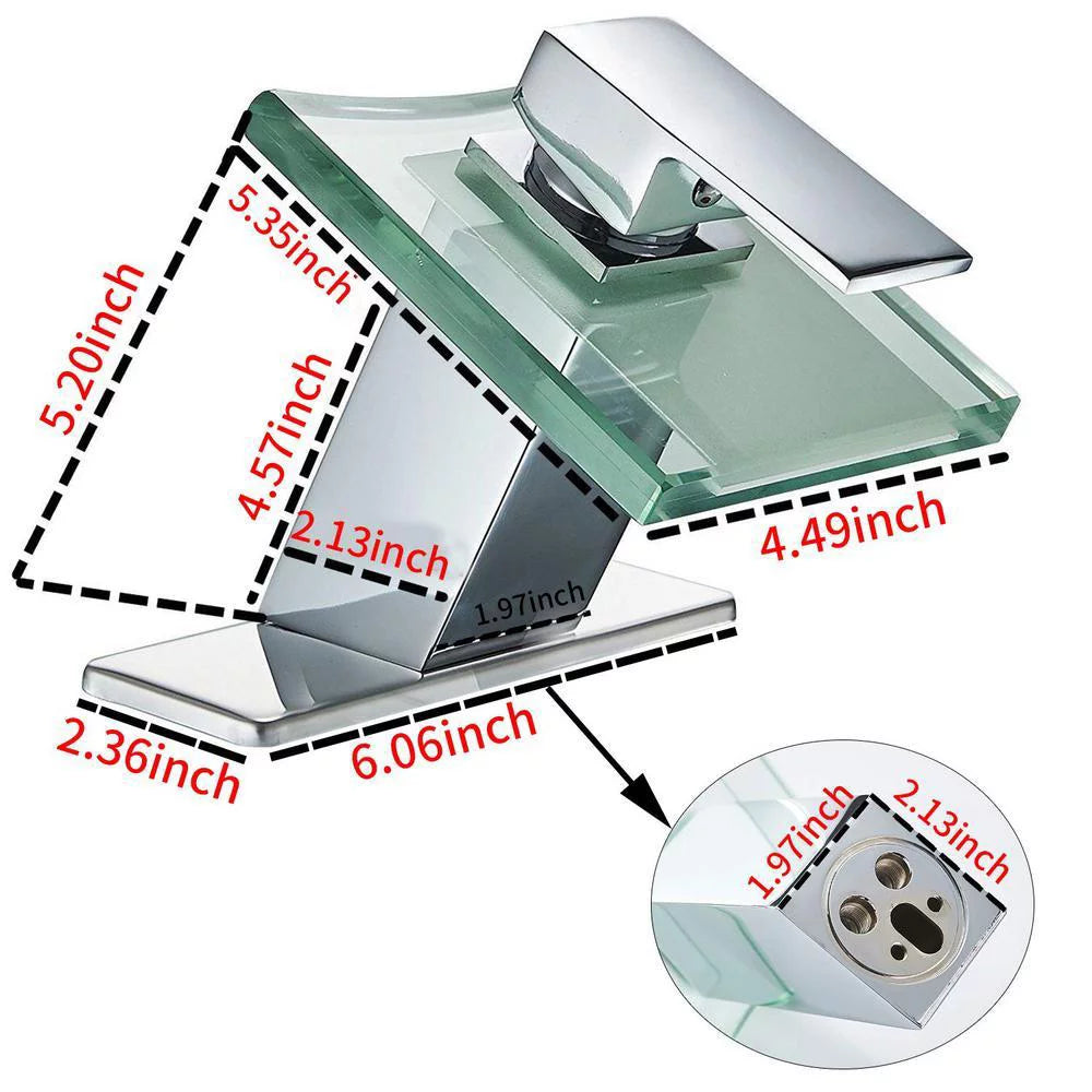 Single Hole Single-Handle Bathroom Faucet with Glass Spout in Polished Chrome O3770