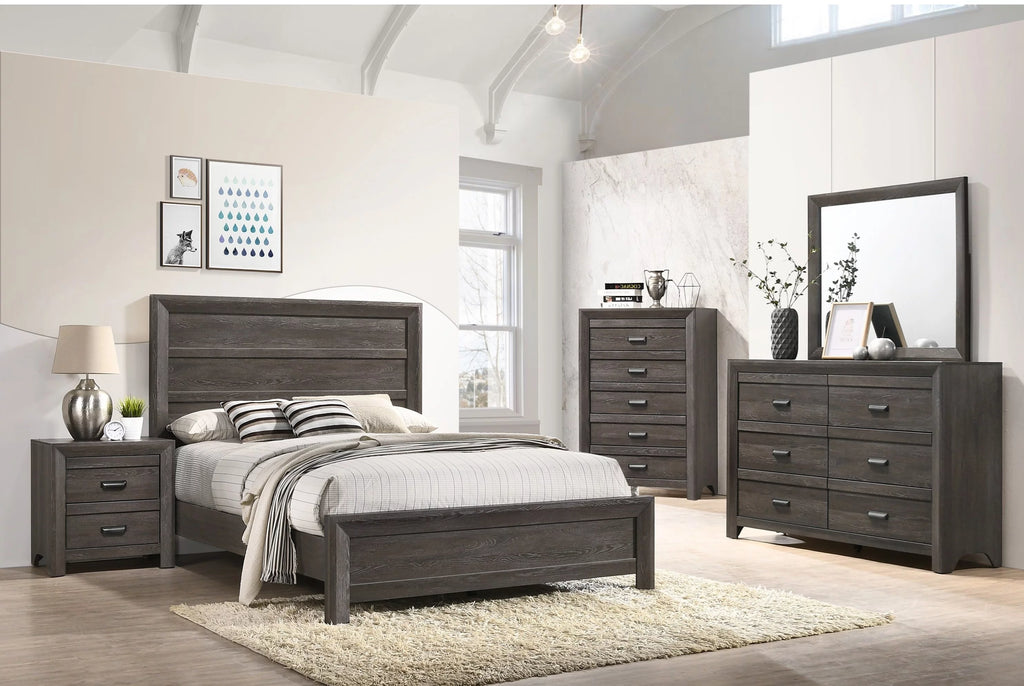 King Size 5pc Bedroom Furniture Set with Dresser Mirror Nightstand S15891