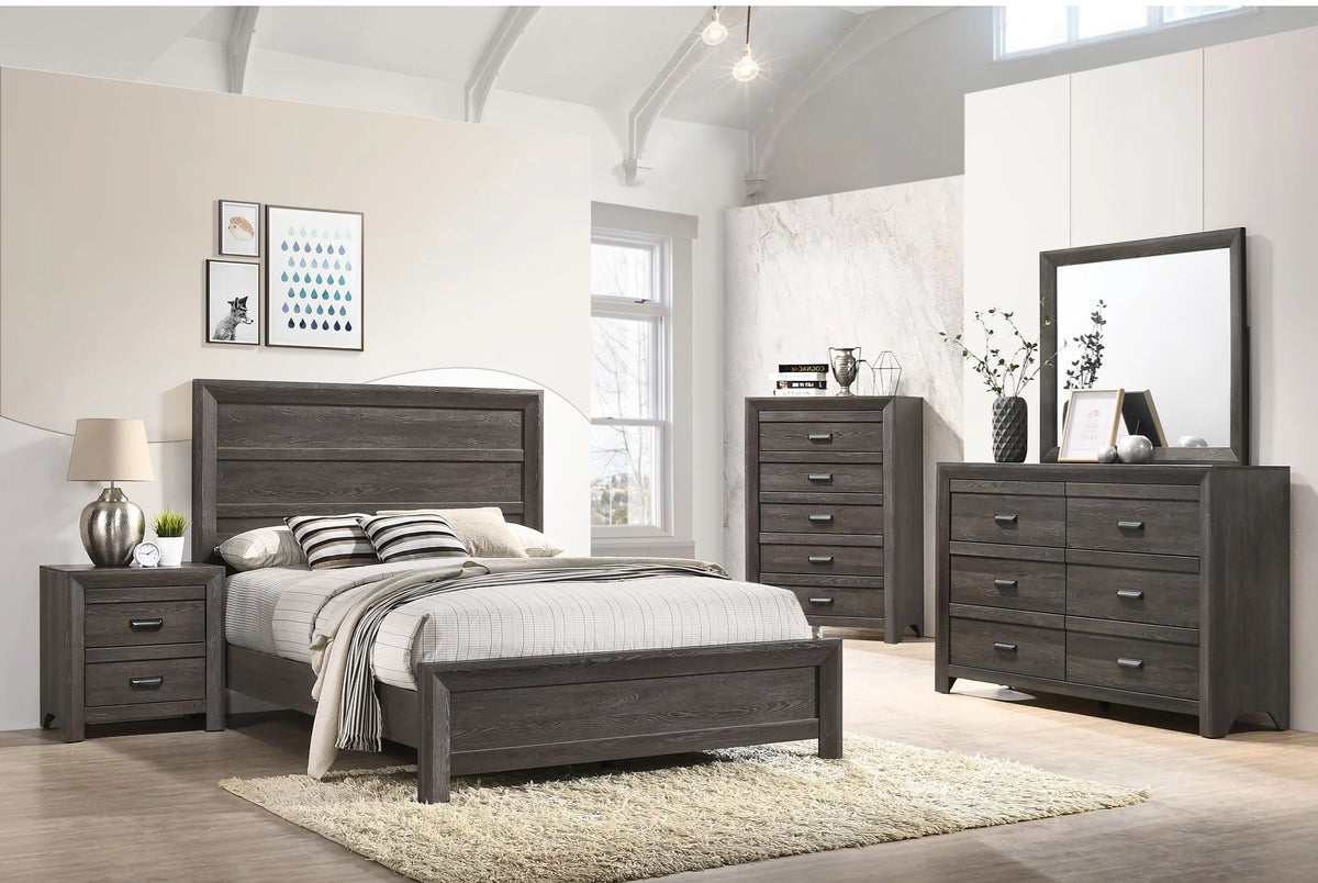 King Size 5pc Bedroom Furniture Set with Dresser Mirror Nightstand S15891