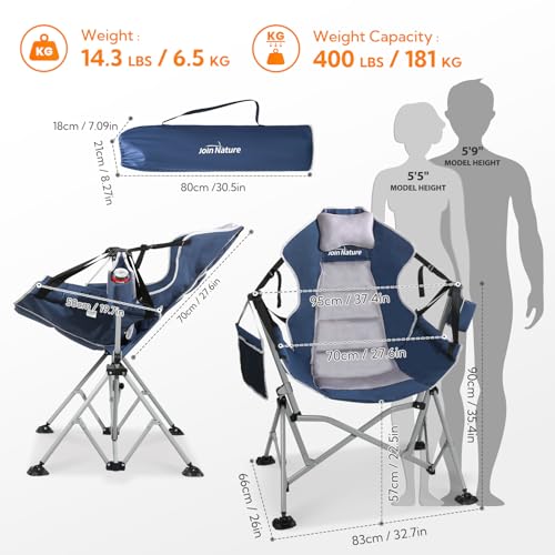 Oversized Hammock Camping Chair with Adjustable Backrest Blue V110024