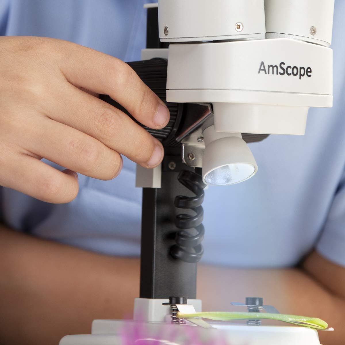 Portable Binocular Stereo Microscope, 20X and 40X Magnification, LED Light Source F28415
