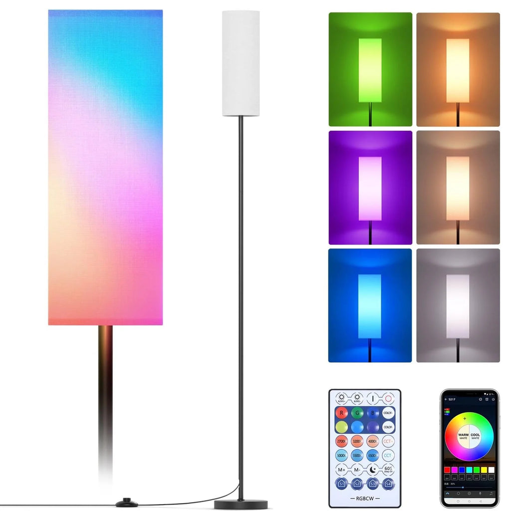 RGB Smart LED Floor Lamp with White Lampshade F557