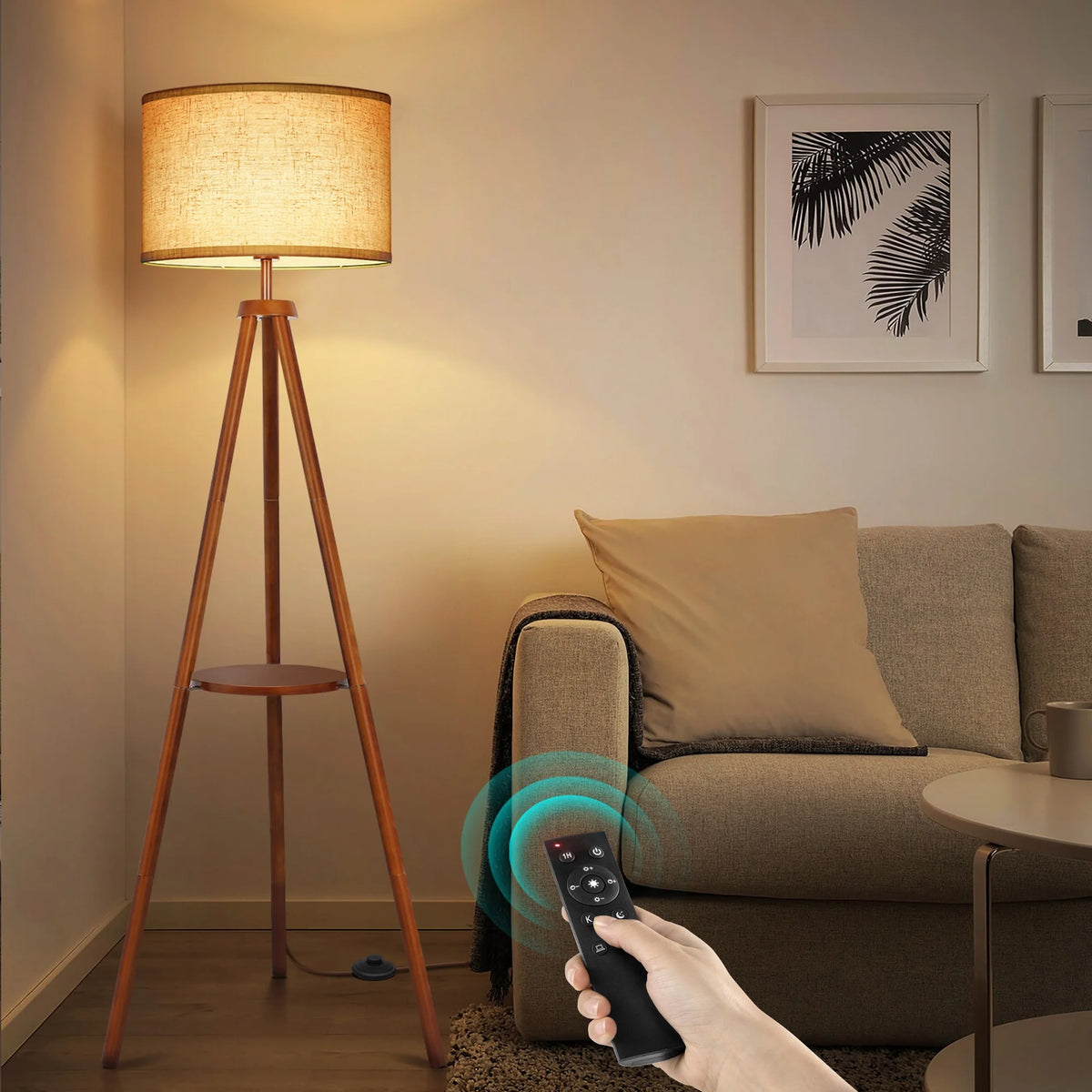 63" Tripod Floor Lamp with Shelves H6607