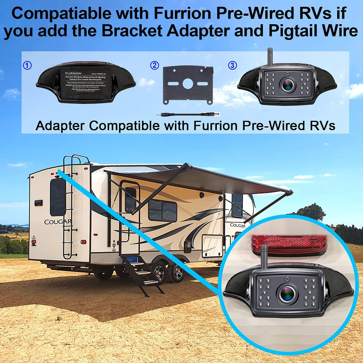 Wireless 7 Inch HD 1080P Backup Camera System with DVR Monitor F40344