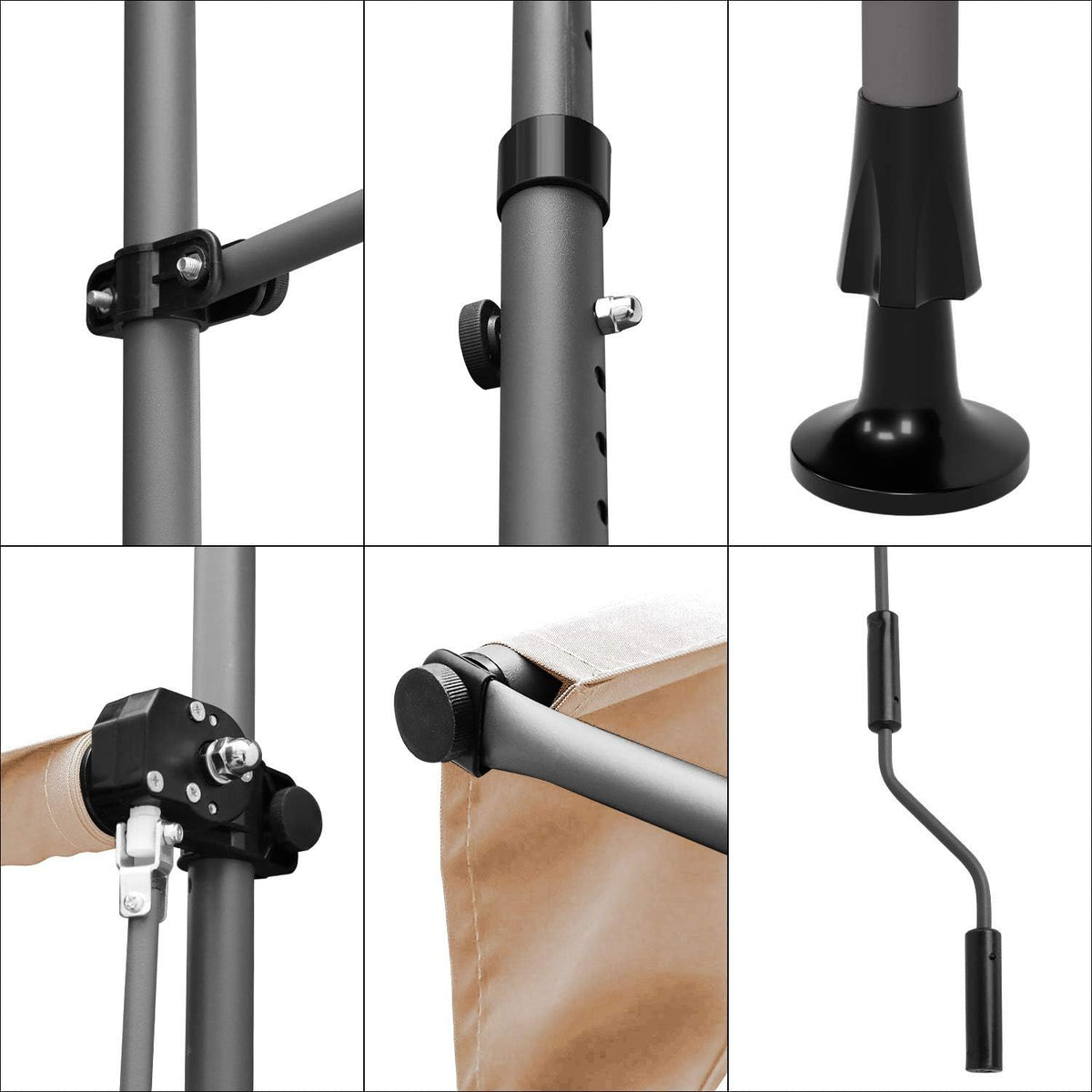 Khaki Retractable Patio Awning with Hand Crank M44077