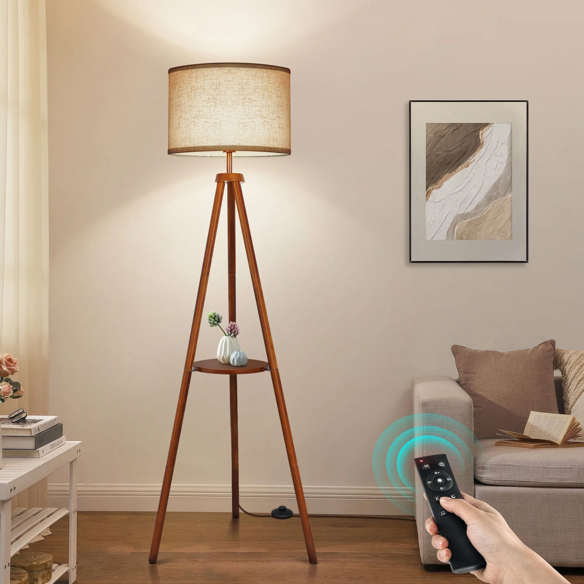 63" Tripod Floor Lamp with Shelves H6607