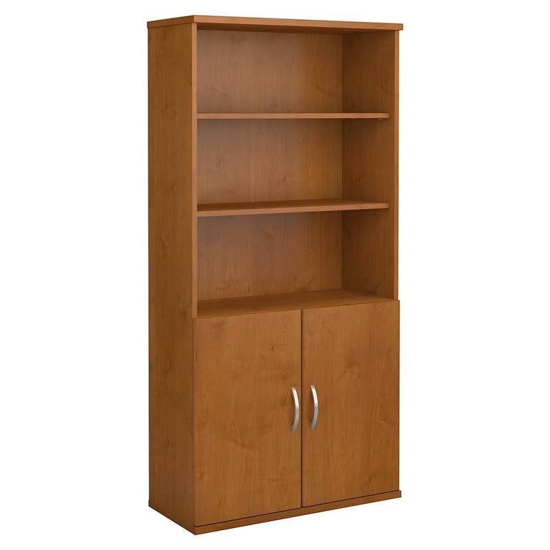 5 Shelf Bookcase with Doors in Natural Cherry Y464
