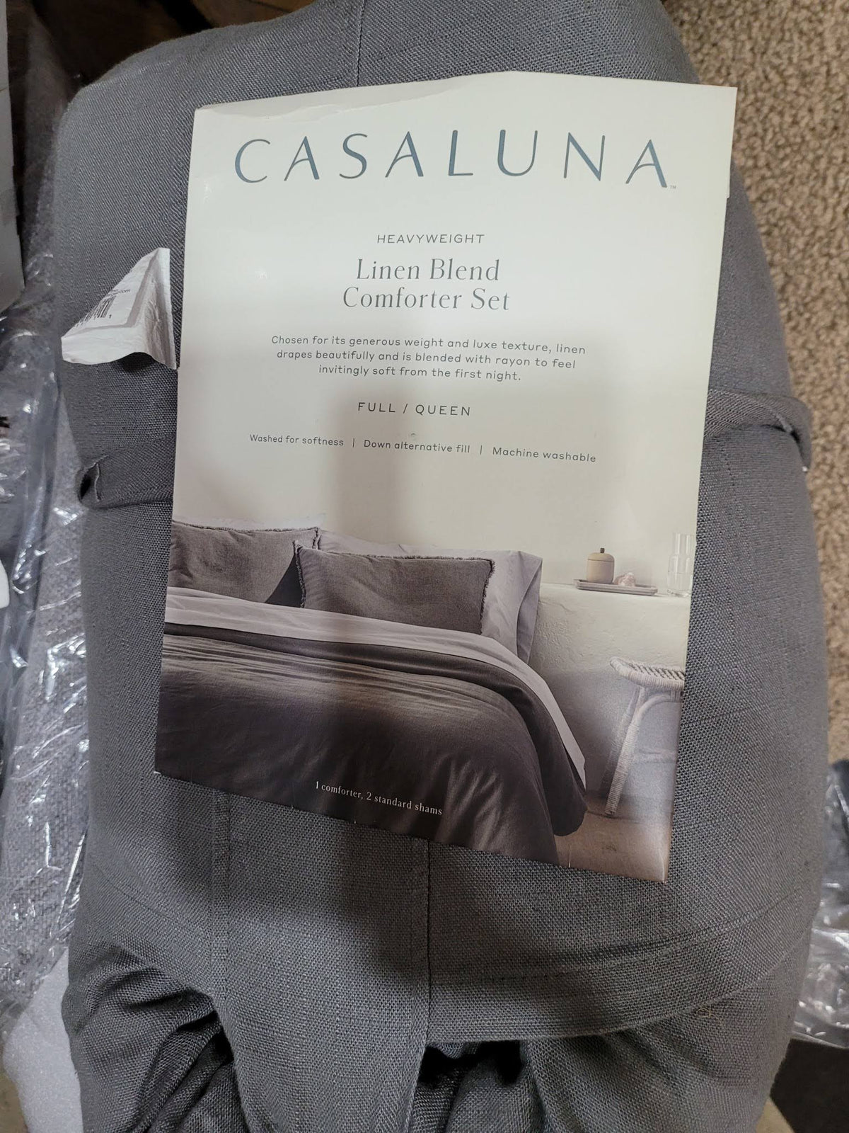 Full/Queen Linen Blend Comforter and Sham Set K6227