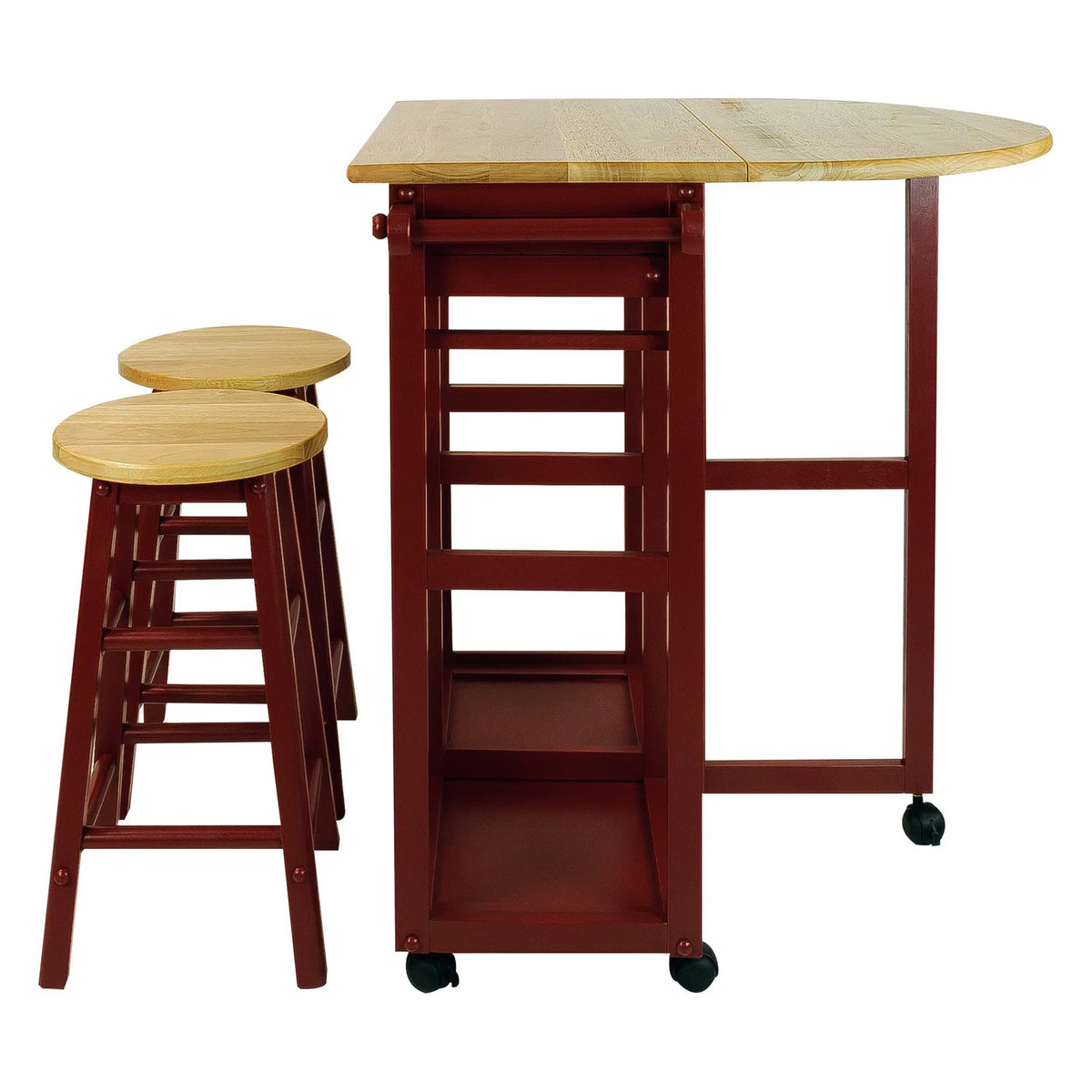 White Kitchen Cart with Drop-Leaf Table Q525