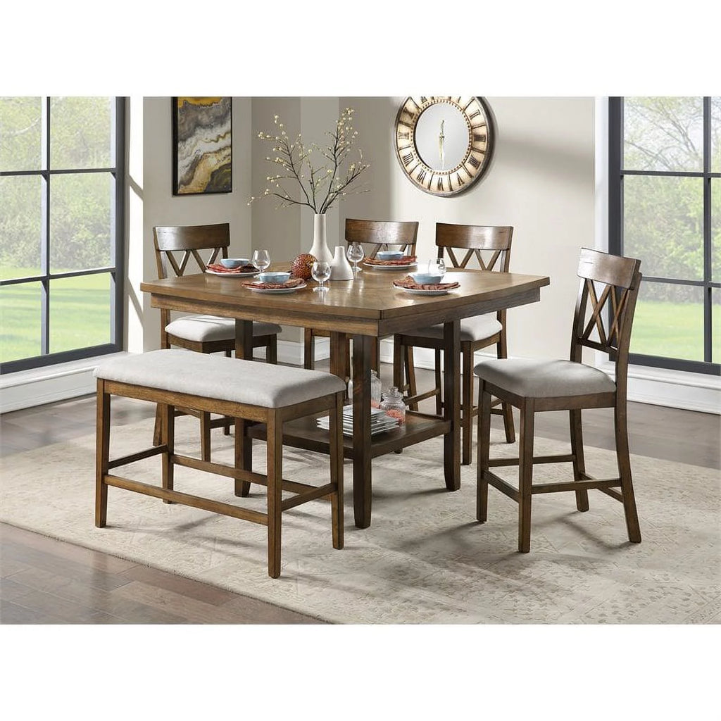 Oak Counter Height Wood Bench A721817