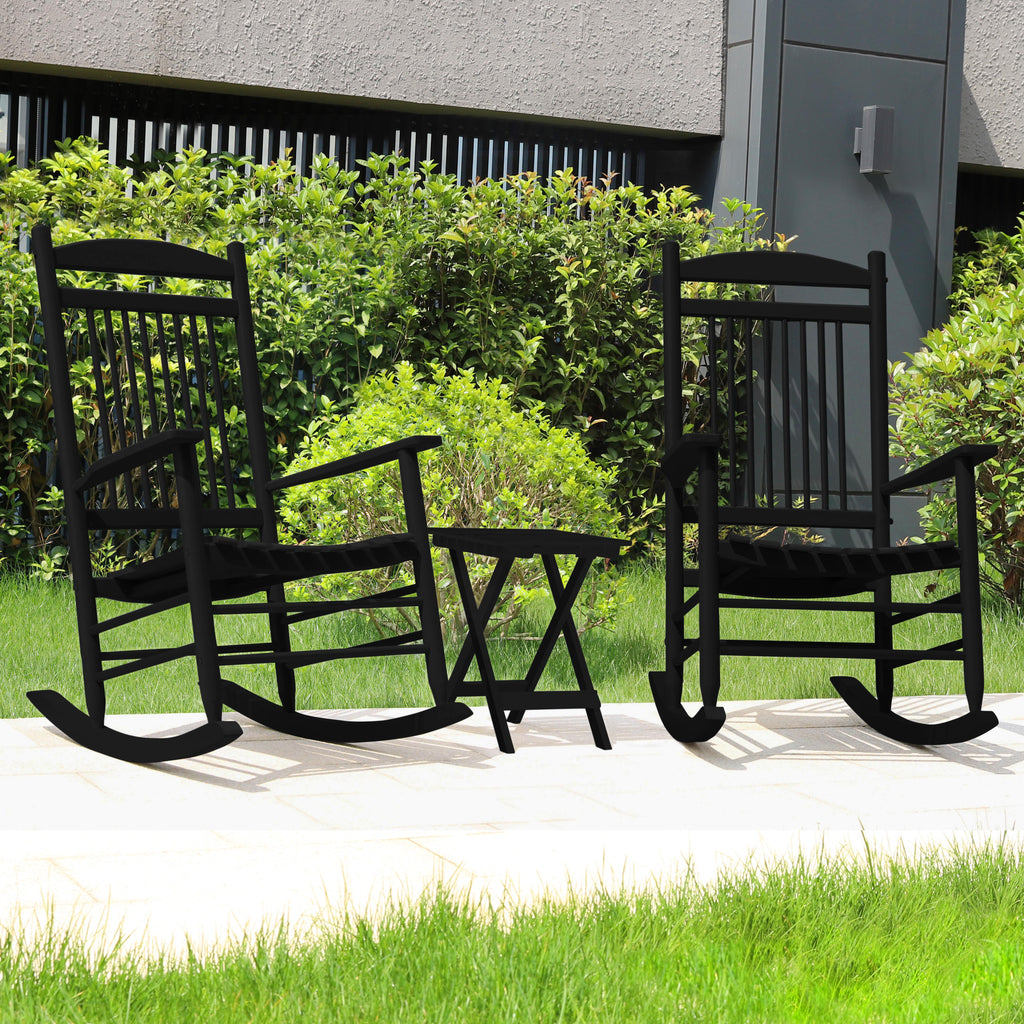 Black Wood Rocking Chair Set of 3 with Foldable Table N23580