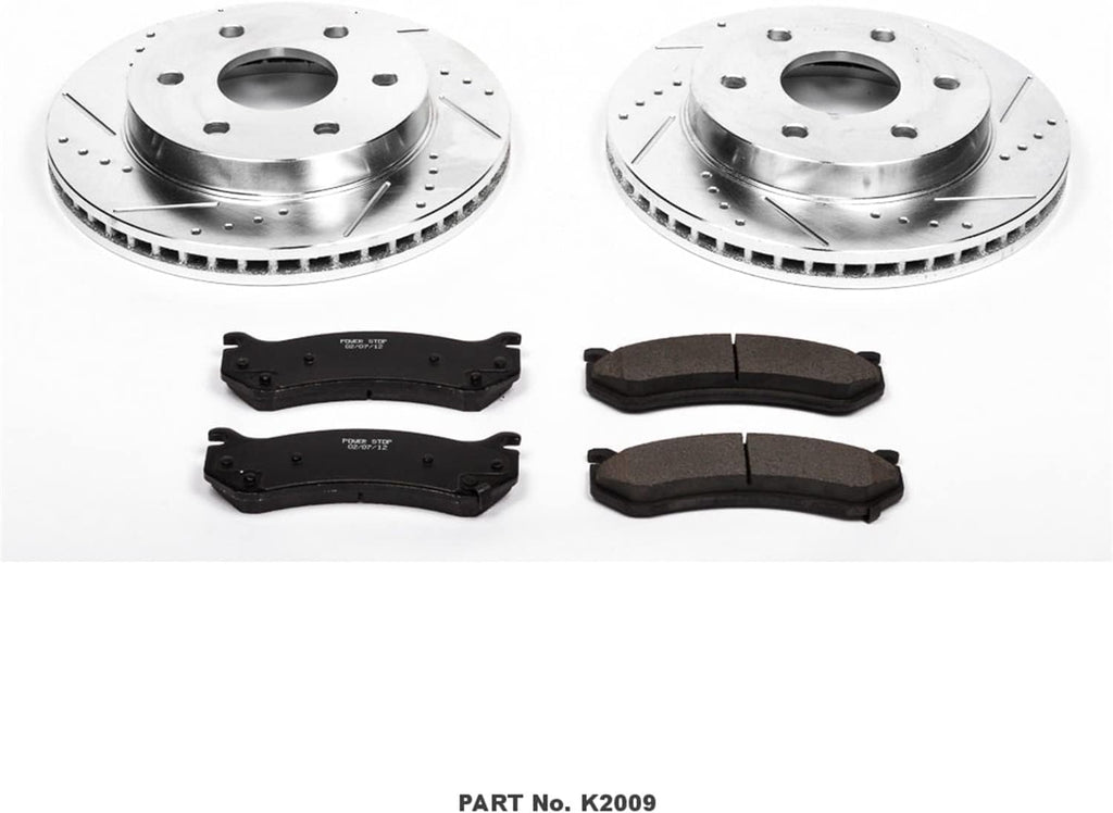 Front Z23 Carbon Fiber Brake Pads with Drilled & Slotted Brake Rotors Kit D273