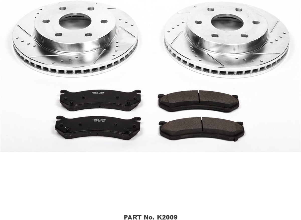 Front Z23 Carbon Fiber Brake Pads with Drilled & Slotted Brake Rotors Kit D273