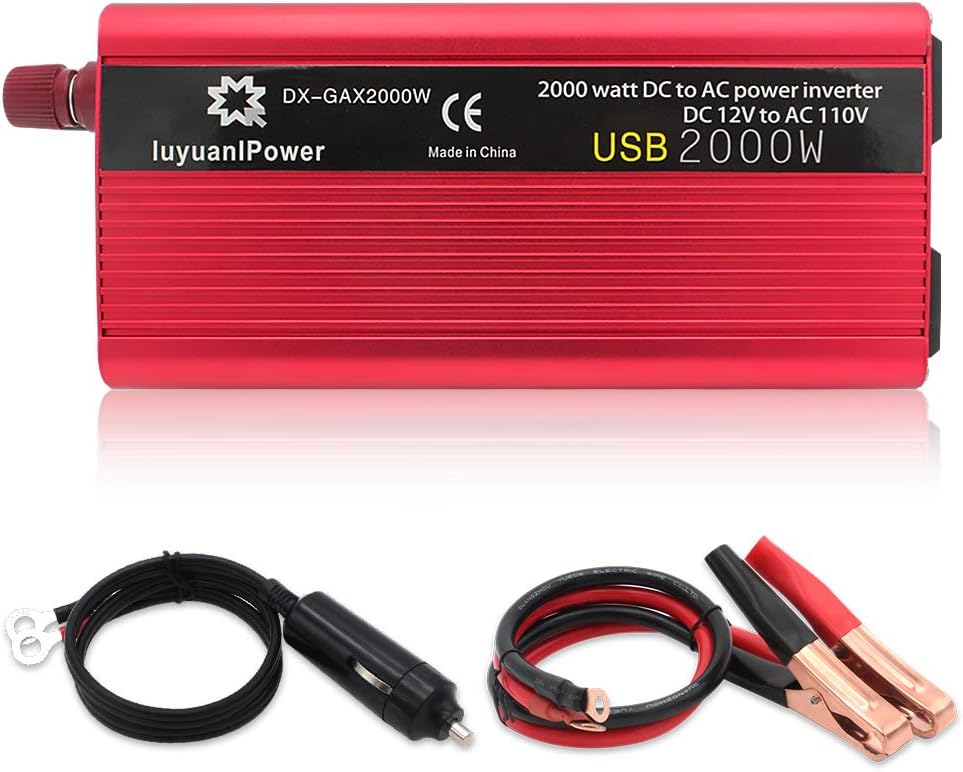 700W Car Power Inverter 12V DC to 110V AC 2 AC Outlets 3.1A USB Charging Port Pack of 2 S773
