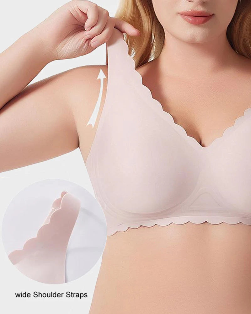 Wireless Bra with Scalloped Edge and Deep V Neckline R330