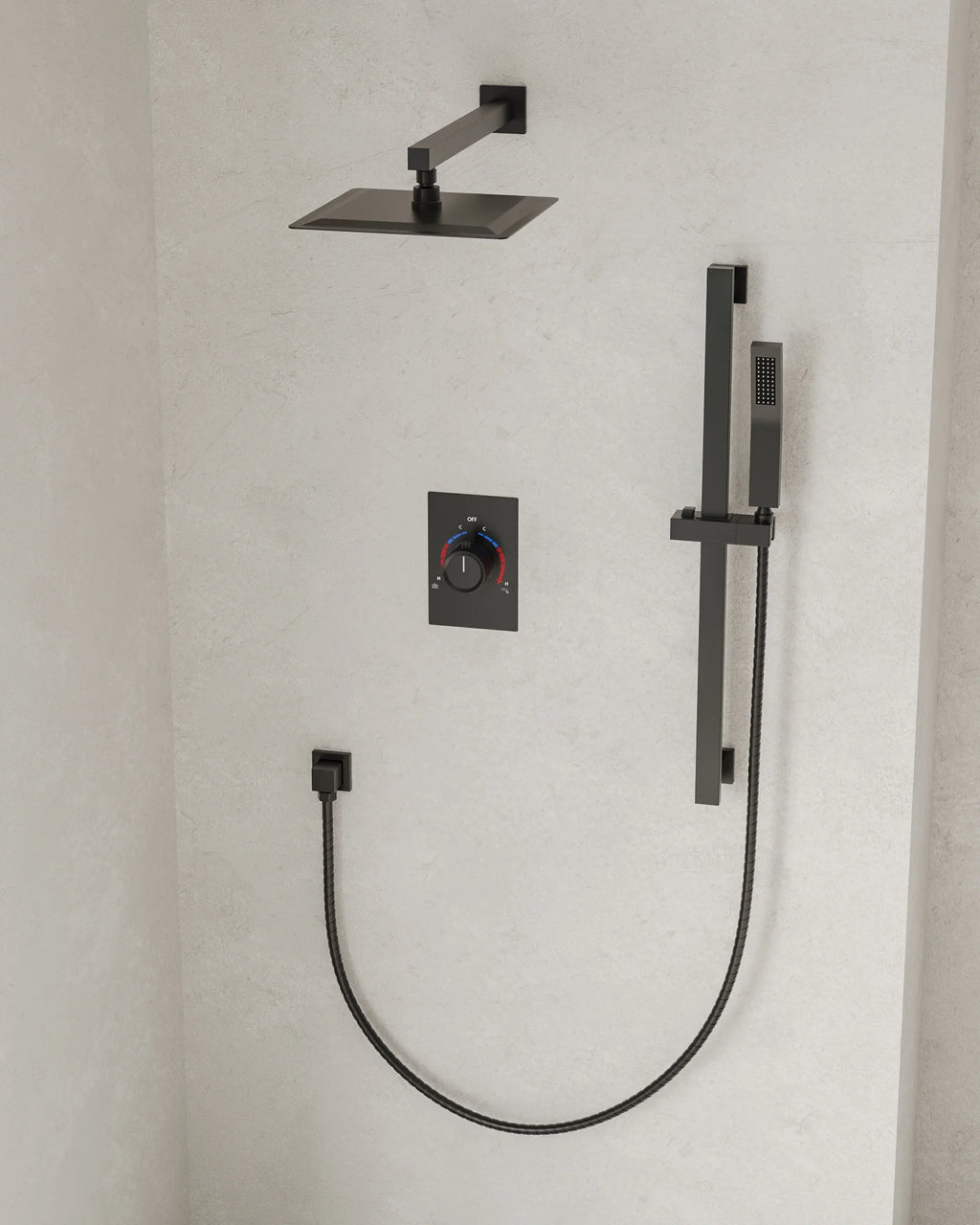 Matte Black 10 in. Shower Faucet Set with Handheld Slide Bar O197807