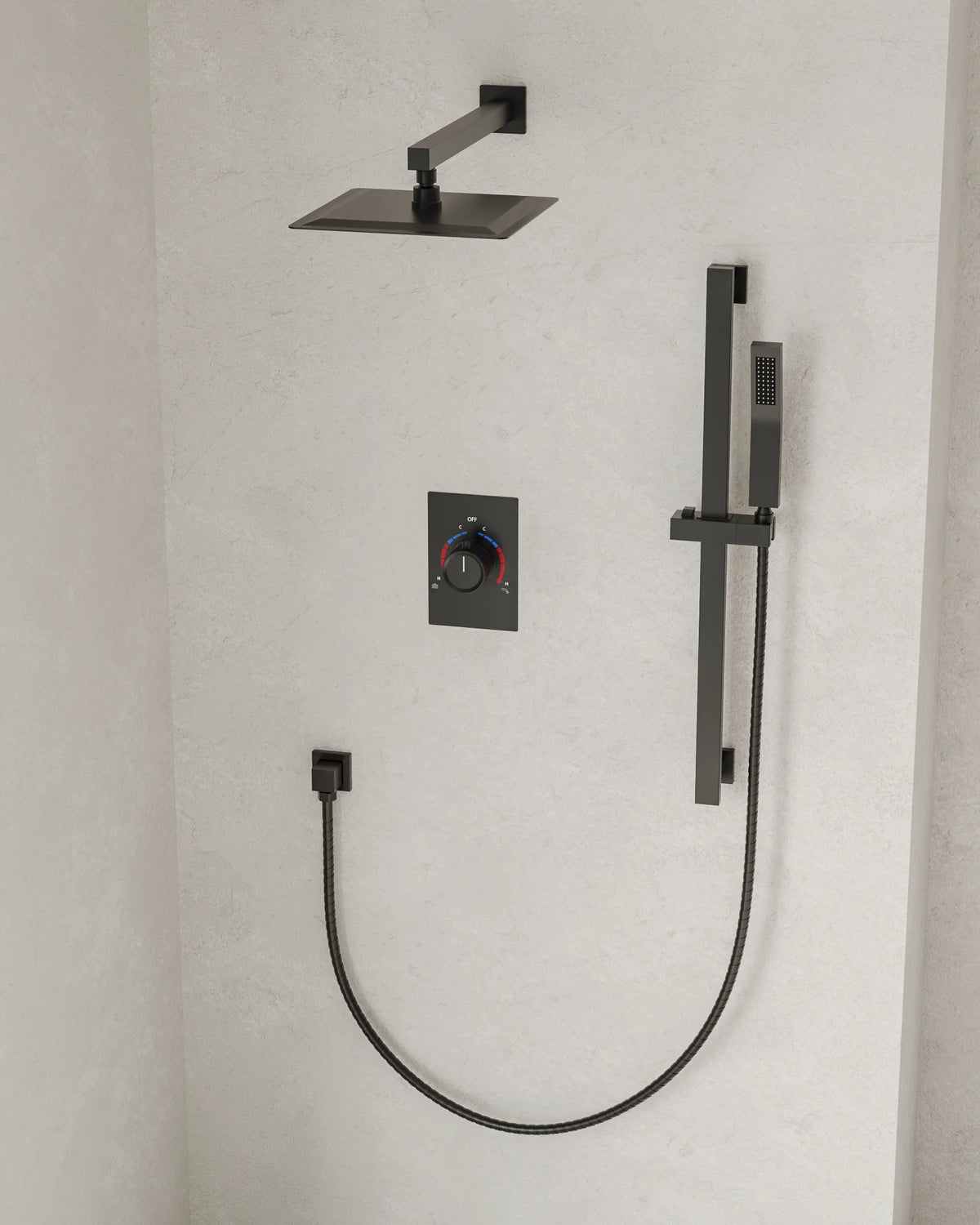 Matte Black 10 in. Shower Faucet Set with Handheld Slide Bar O197807