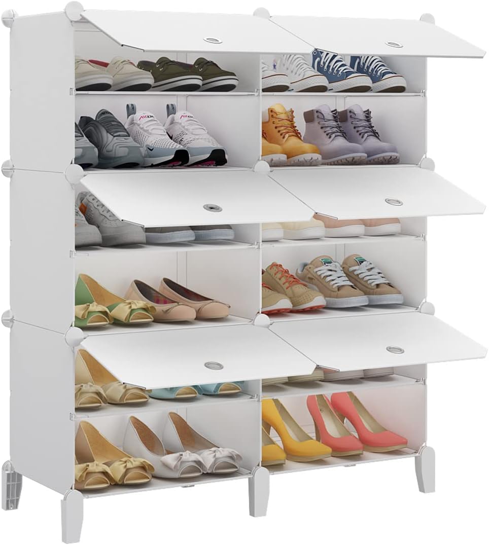 Portable 72 Pair Shoe Rack Organizer White T99127