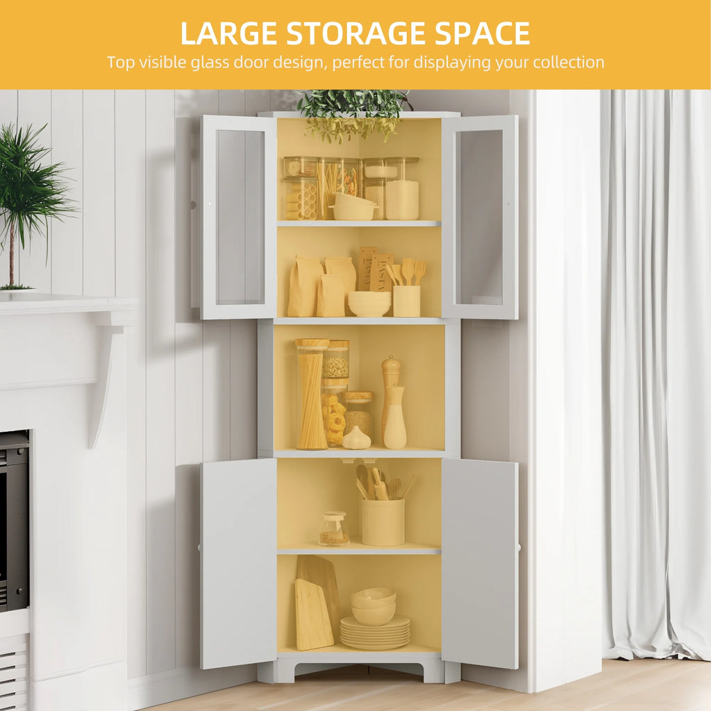 White 4 Door Tall Corner Storage Cabinet F89801