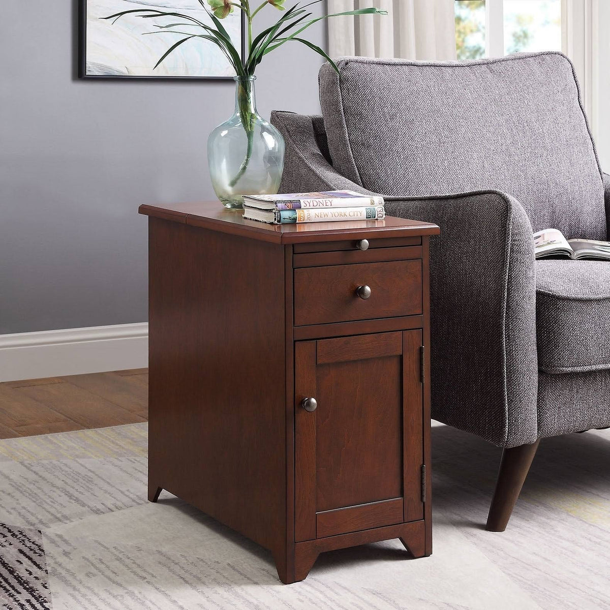 1-drawer 1-door Side Table with USB Charger I829