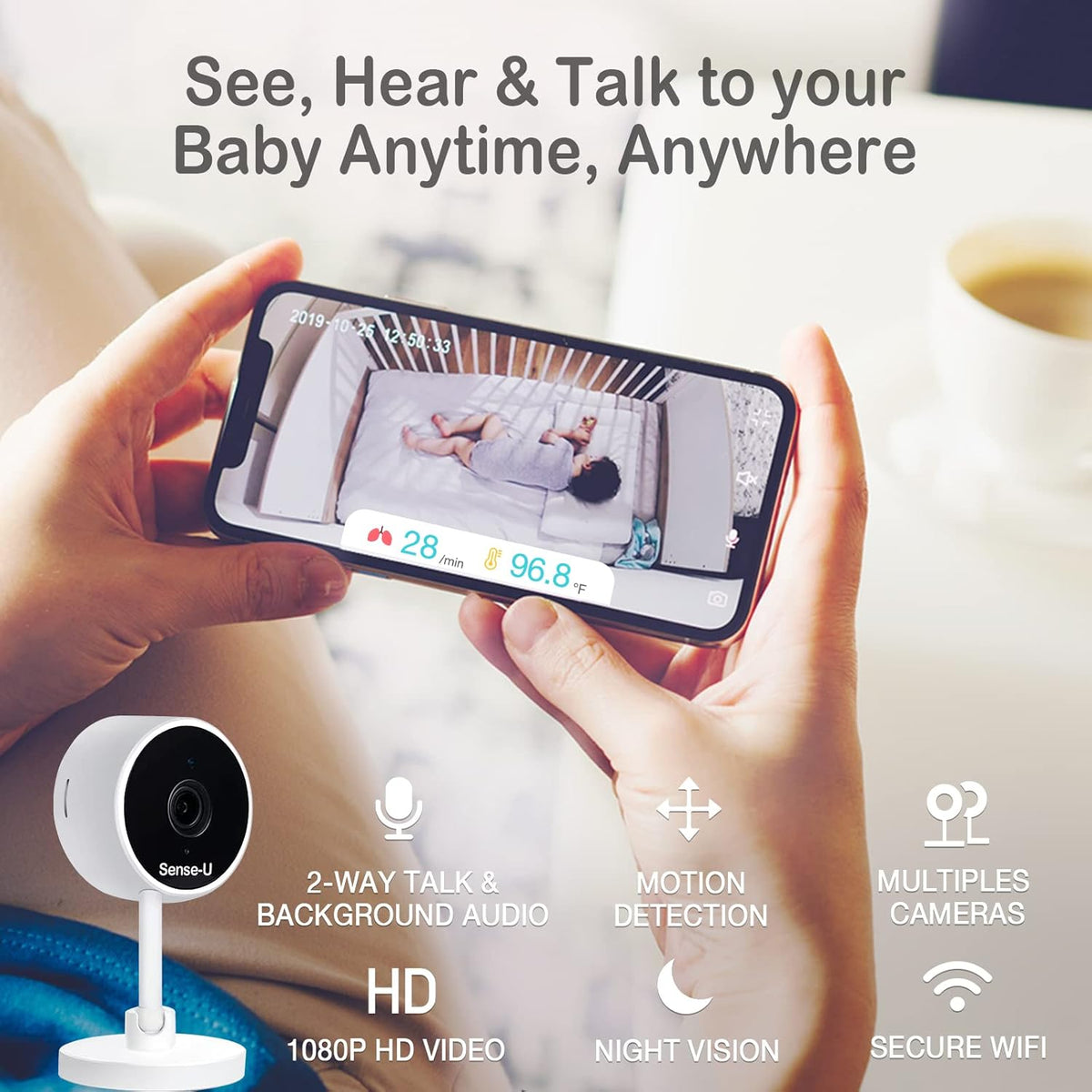 Green Video Baby Monitor with Breathing and Movement Sensor C241