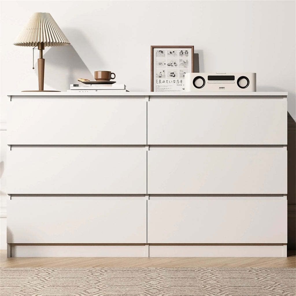 White 6 Drawer Dresser with Golden Handle I482