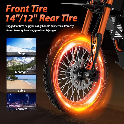 14"/12" Fat Tire 2000W Electric Dirt Bike with 48V 21AH Battery F5914