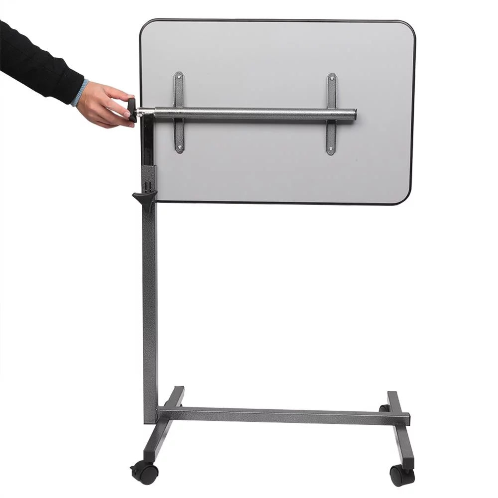 Adjustable Overbed Bedside Table with Wheels Gray Q738