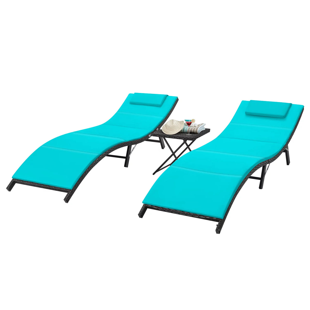 Blue Outdoor Chaise Lounge Chair Set F24232