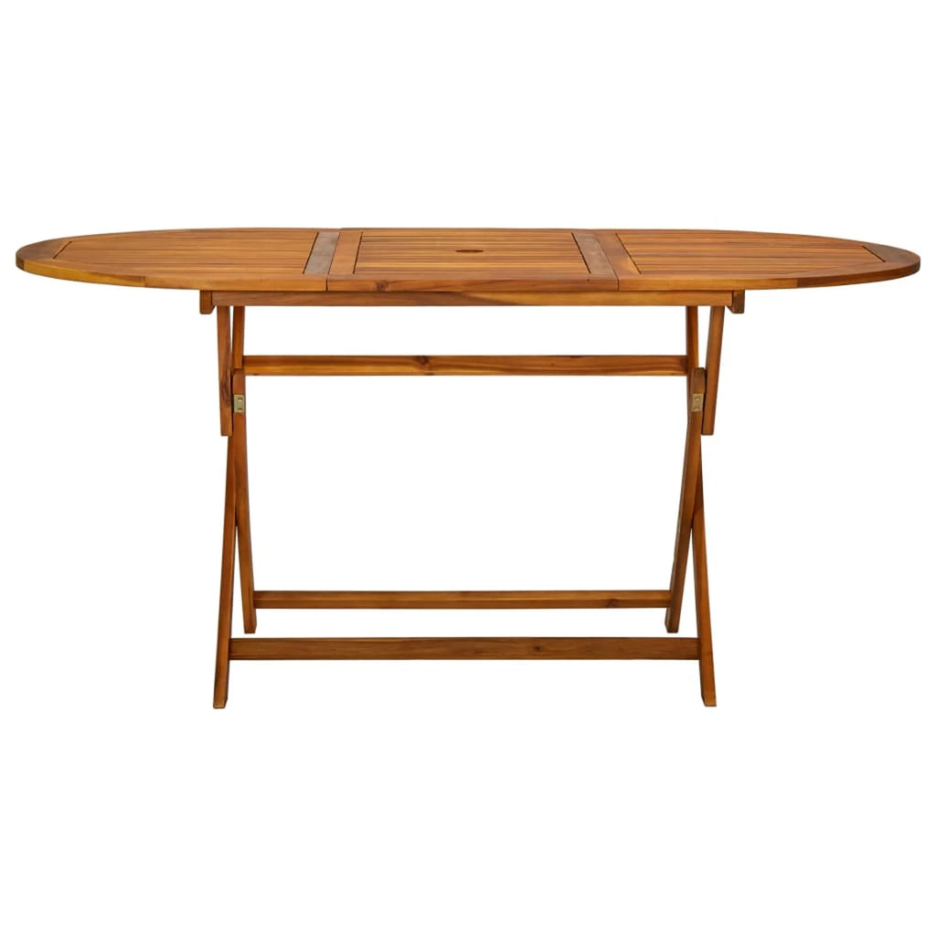 7 Piece Wooden Outdoor Patio Dining Set Folding Table 6 Foldable Adjustable Chairs Y52916