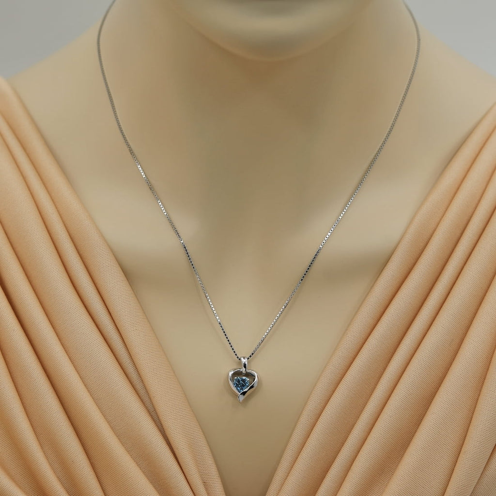 Heart Shape London Blue Topaz Pendant Necklace in Sterling Silver, 18" S85424