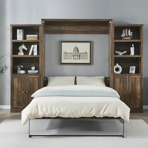 Queen Size Murphy Bed with Storage Shelf Gray B673