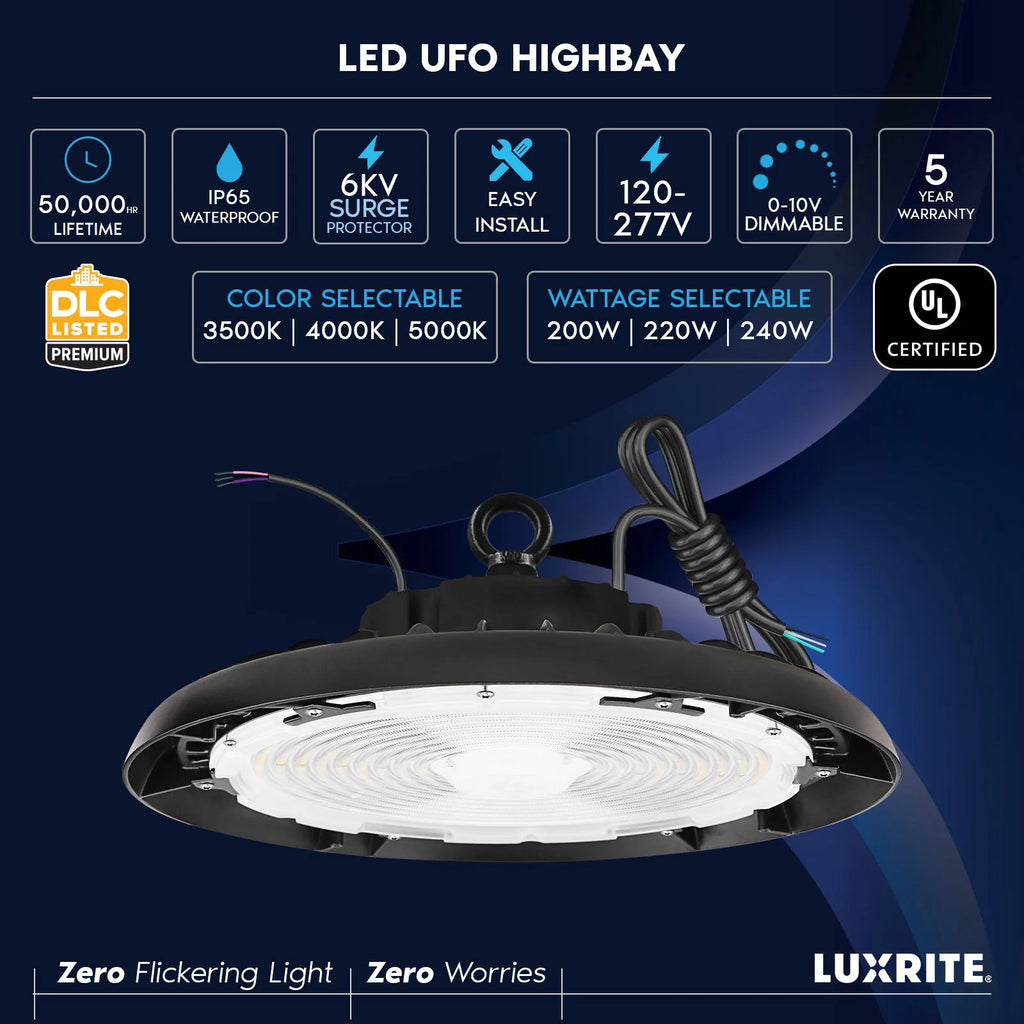 200/220/240W UFO High Bay LED Shop Lights 2-Pack C935117