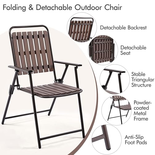 Folding Patio Chair Set of 4 Black T86538
