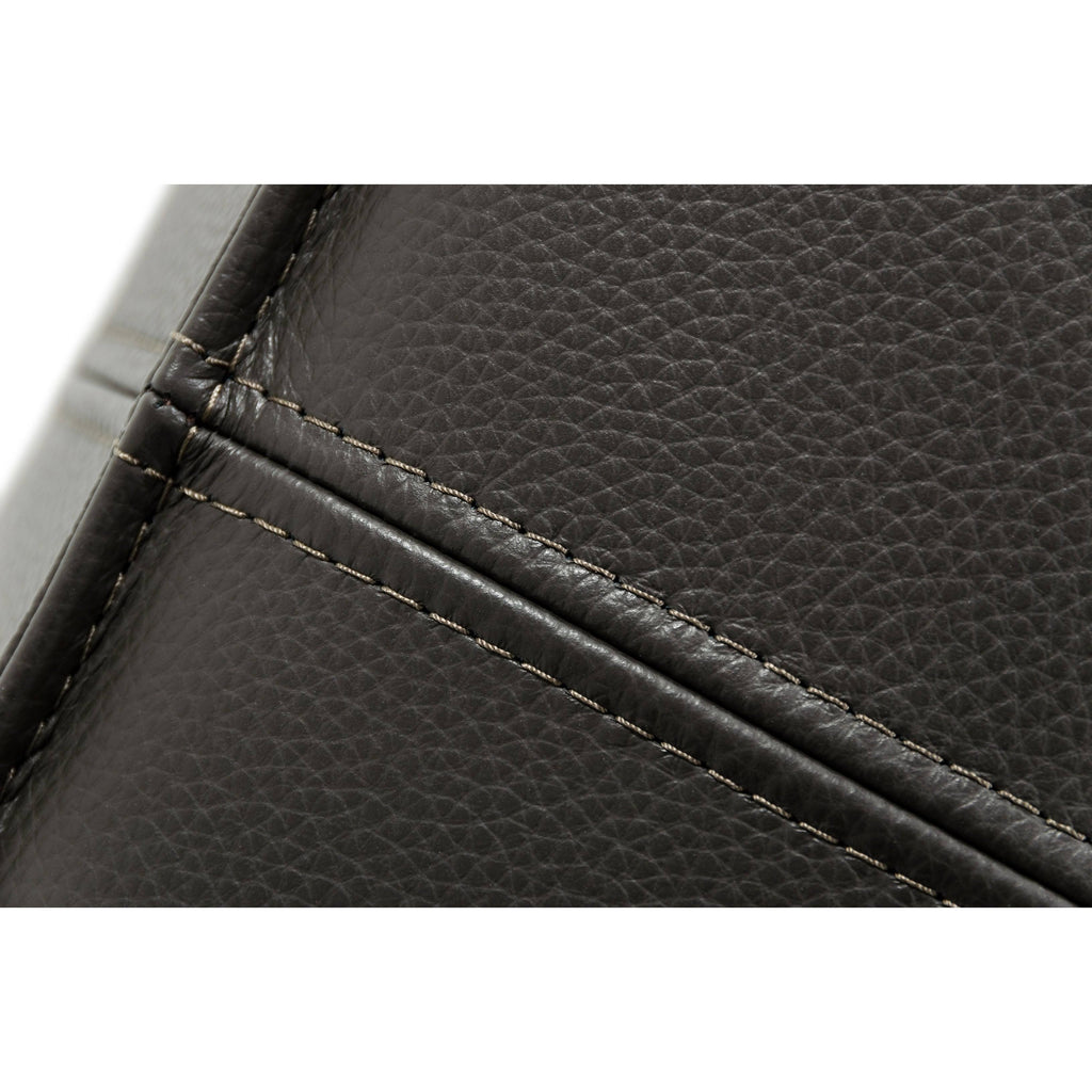 Dark Grey Leather Square Ottoman Q32648