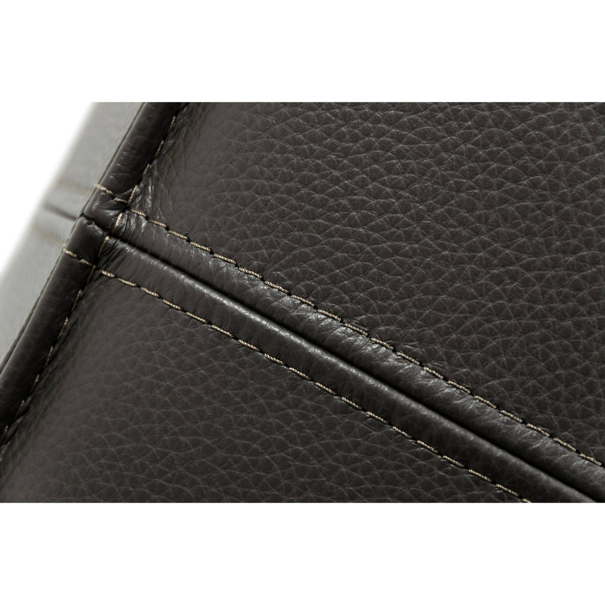 Dark Grey Leather Square Ottoman Q32648