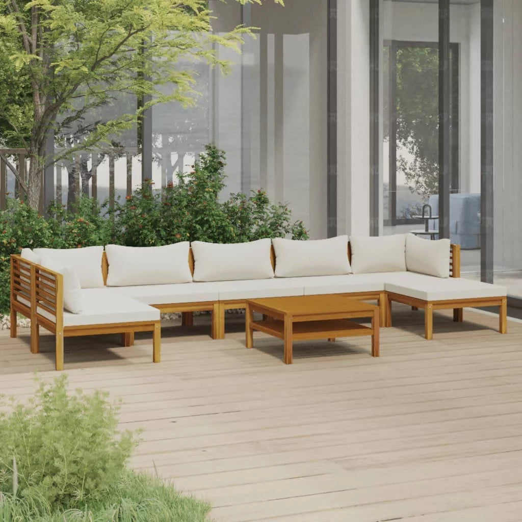 Acacia Wood Patio Chairs with Tea Table and Cushions Z628