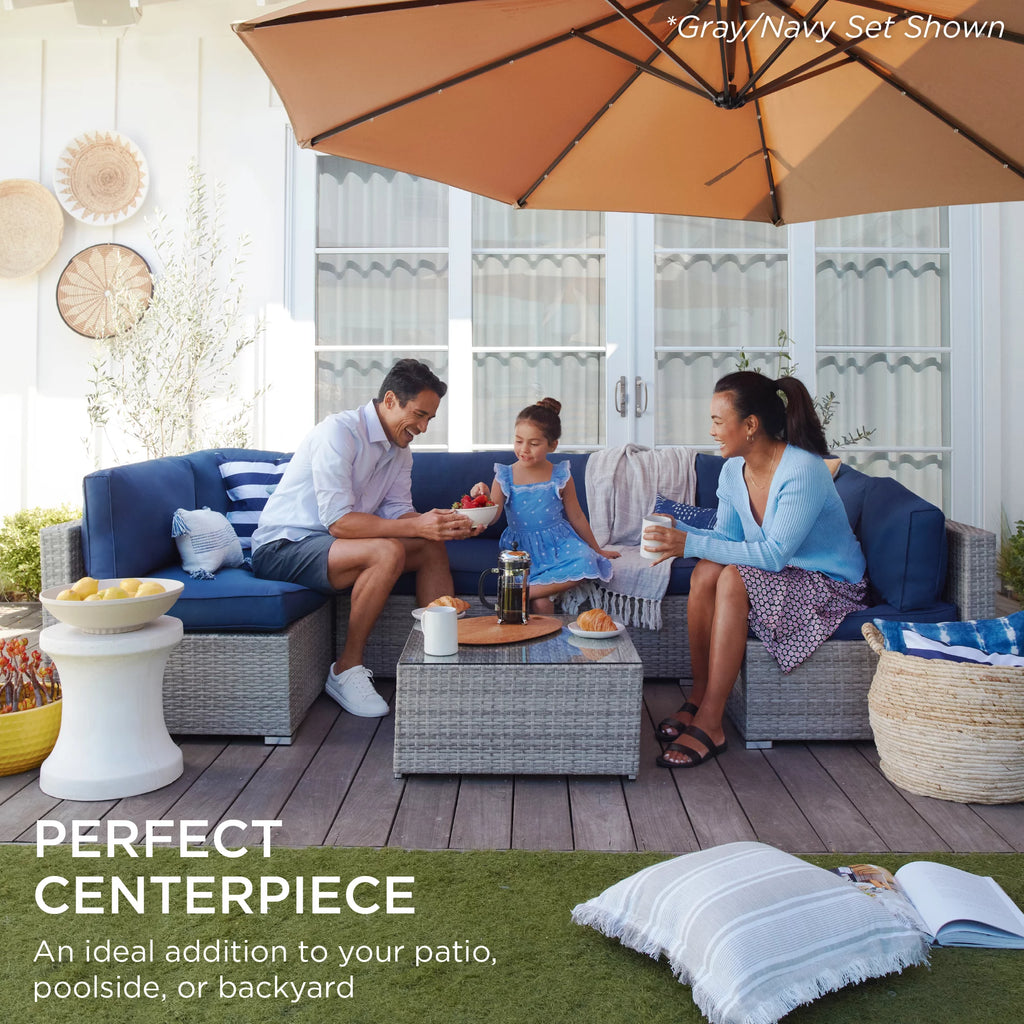 7 Piece Modular Outdoor Wicker Sectional Sofa M613