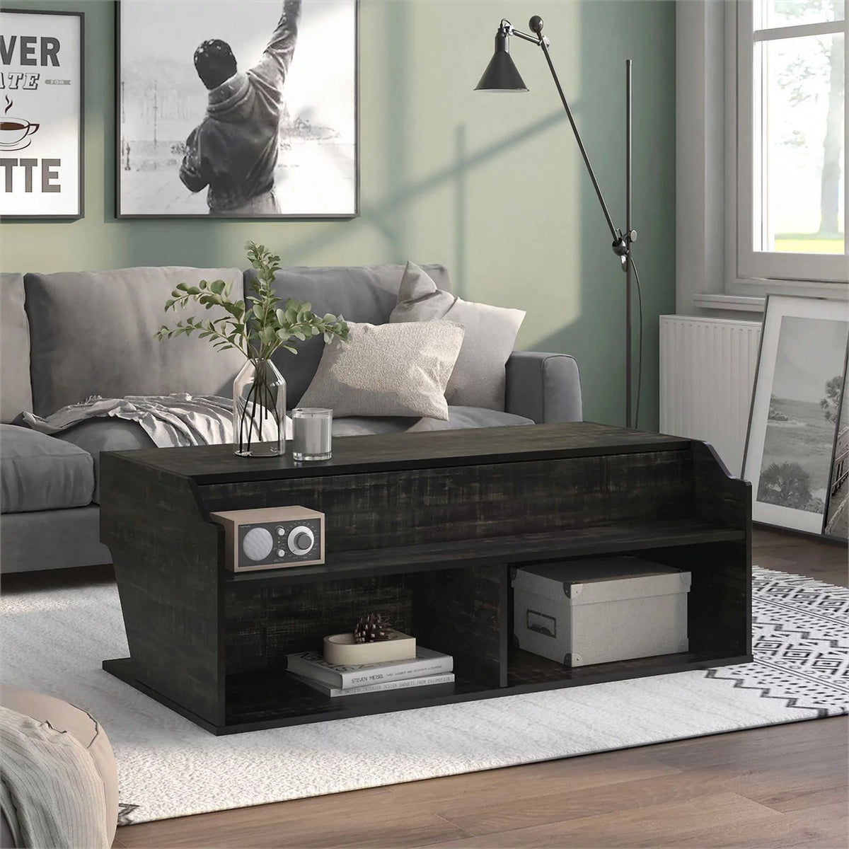 Birch Wood Lift-Top Coffee Table in Black G325279