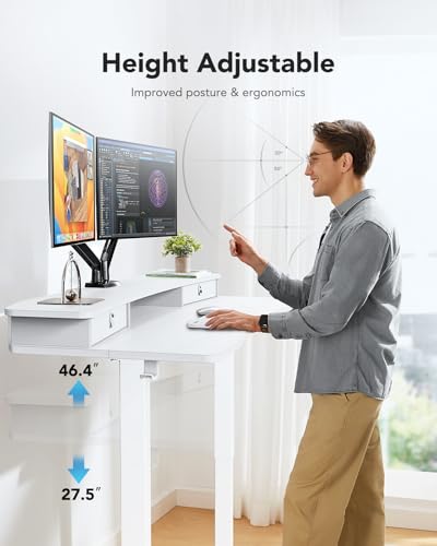 48″ x 24″ Black Electric Standing Desk with 2 Drawers E57057
