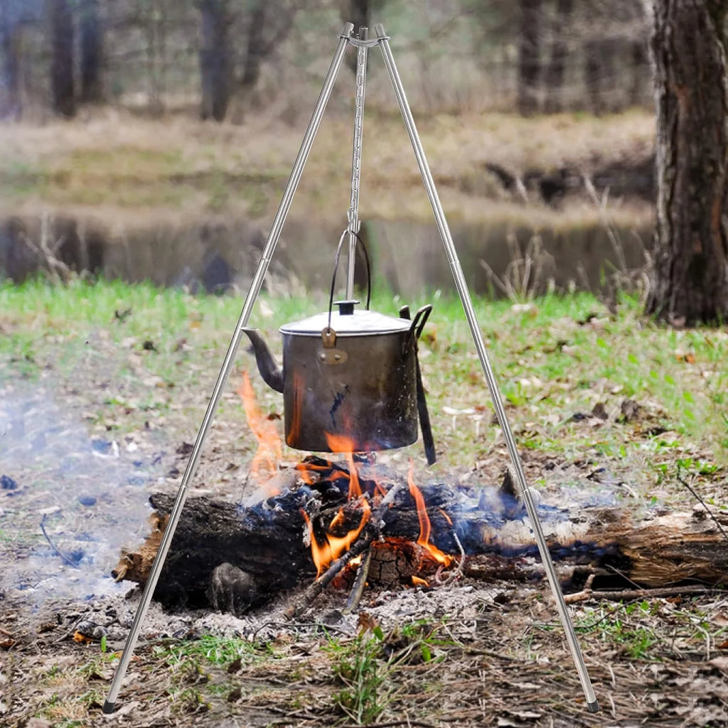 Stainless Steel Campfire Tripod Grill with Grate and Carrying Bag I104