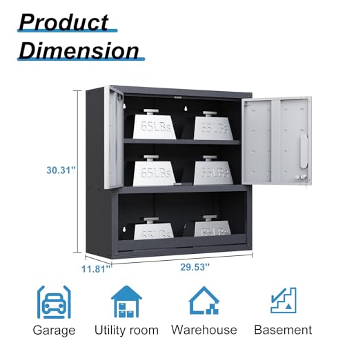 Heavy Duty Steel Wall Cabinet with 2 Doors and Adjustable Shelves S7025