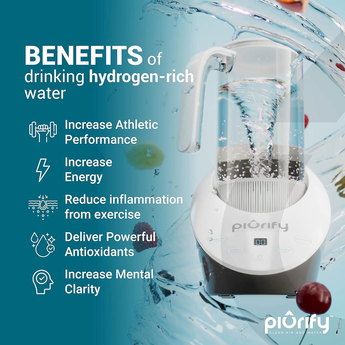 Hydrogen Alkaline Water Pitcher with SPE and PEM Concentrator Technology F696202