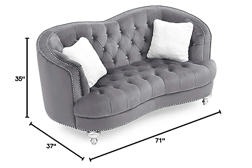 Gray Velvet Loveseat N9657