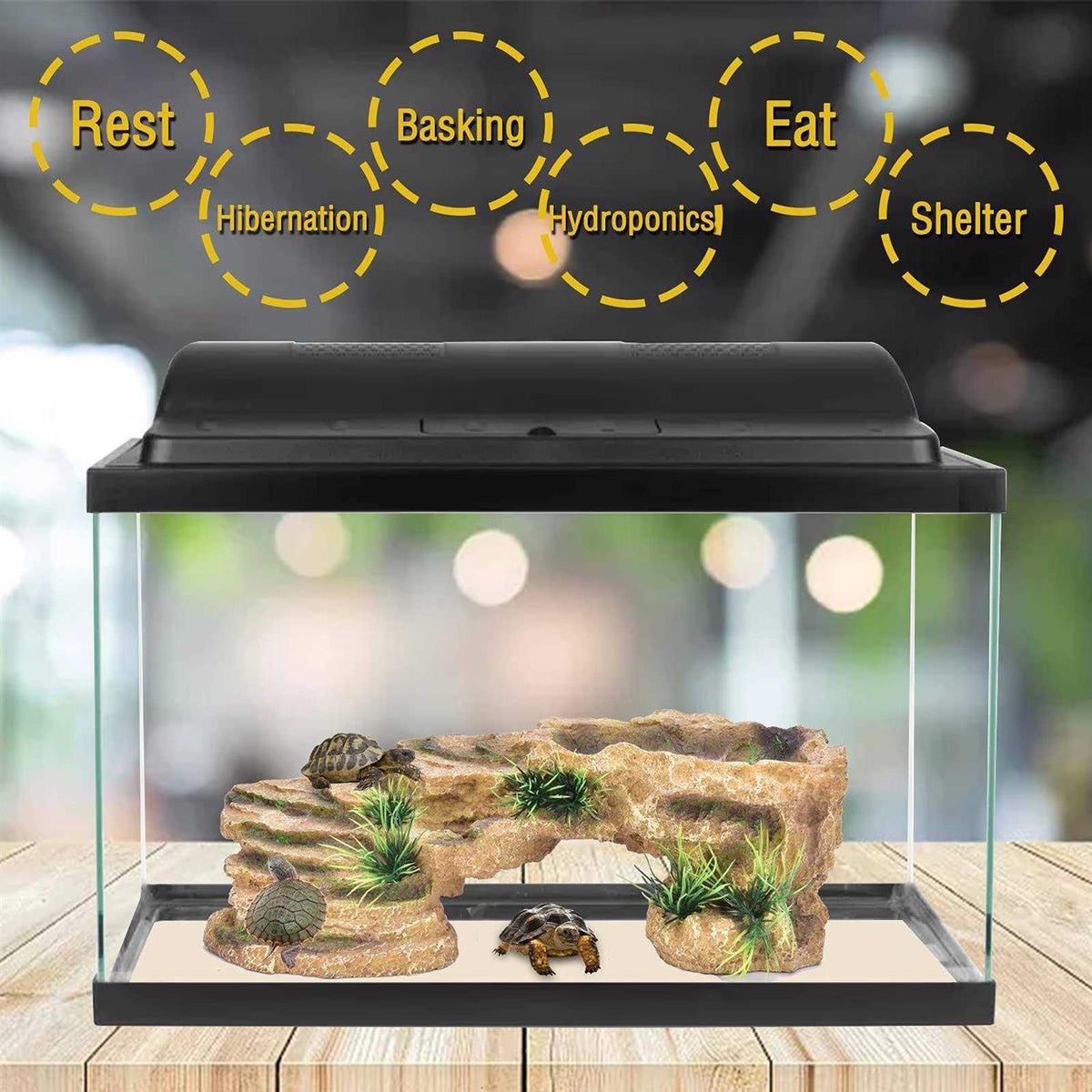 Resin Turtle Basking Platform Aquarium Decorations U626