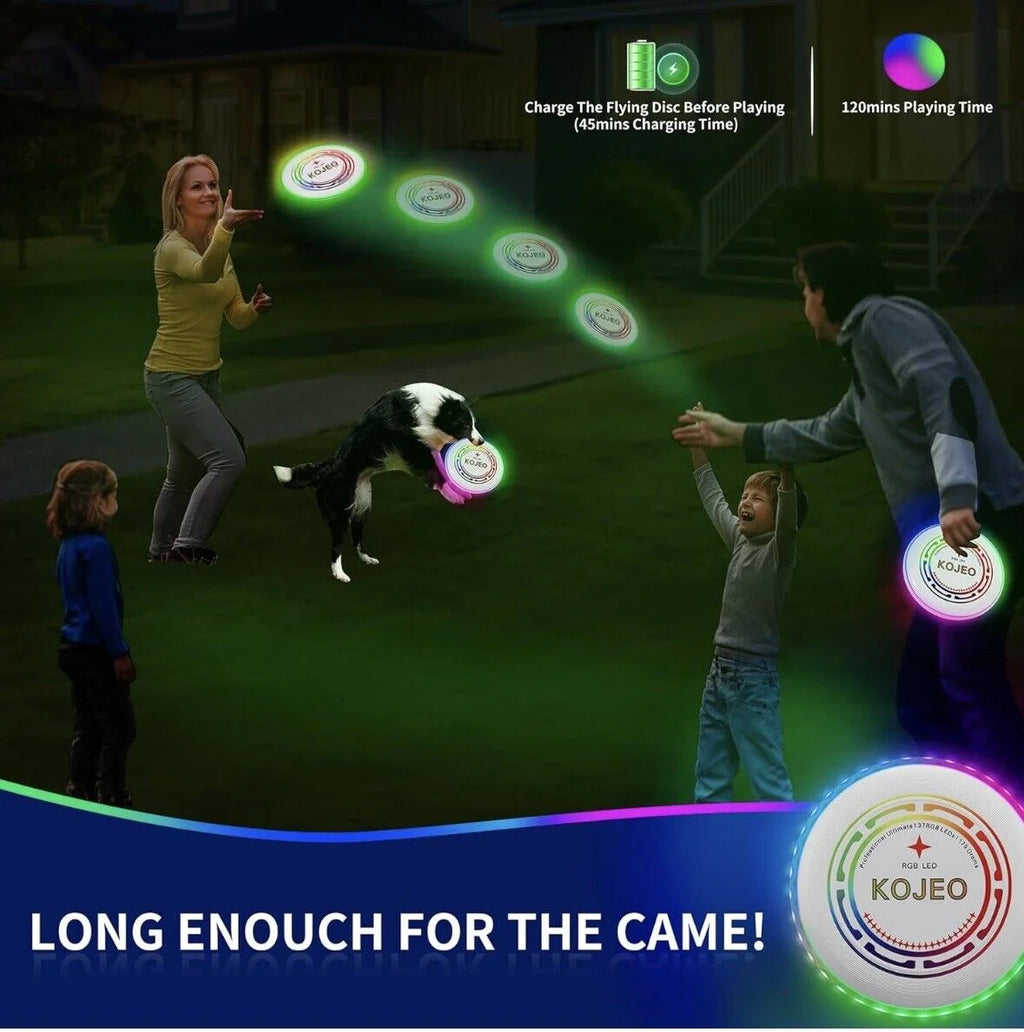 Glow in The Dark LED Flying Disc Toys, Rechargeable, IP65 Waterproof J68214