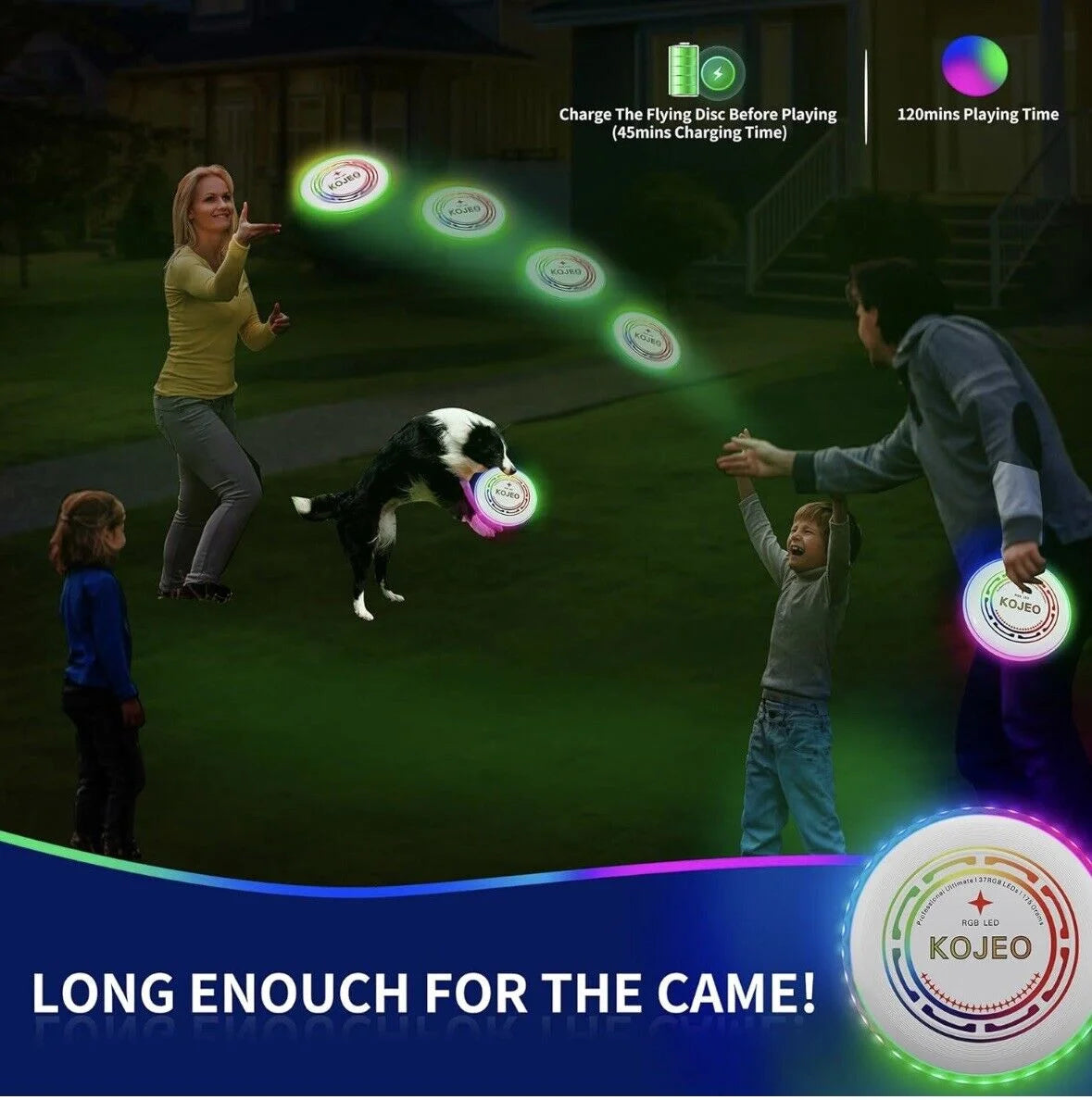 Glow in The Dark LED Flying Disc Toys, Rechargeable, IP65 Waterproof J68214