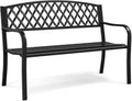 Black Cast Iron Steel Garden Bench with Armrests R967