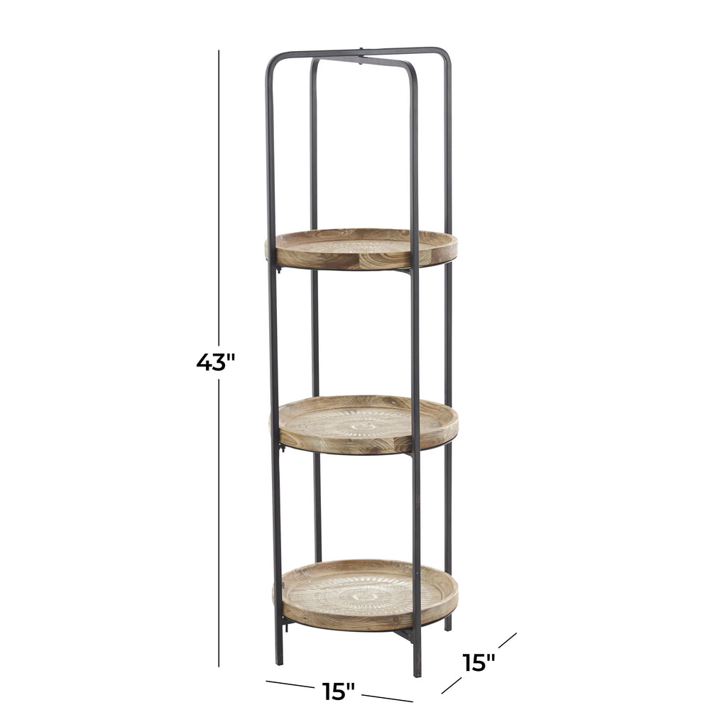 Brown Wood 3-Tier Shelving Unit Z9971
